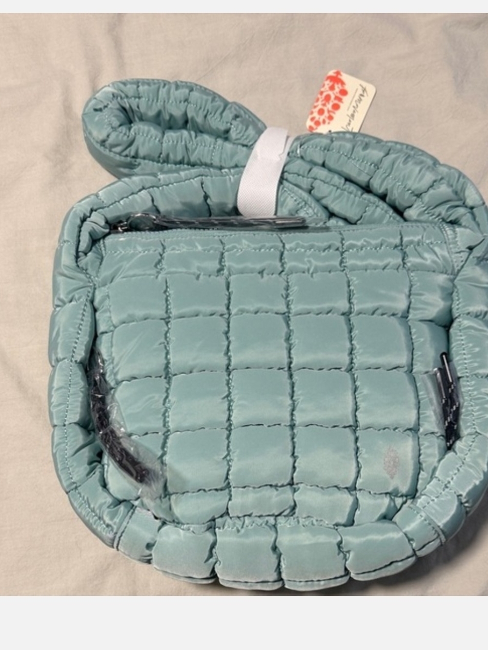 Free People Quilted Crossbody Bag in Light Teal